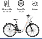 Zündapp Z510 E Bike 28 Zoll Damenfahrrad ab 155 cm mit 3 Gang Nabenschaltung und Rücktrittbremse weiß/orange – Image 4