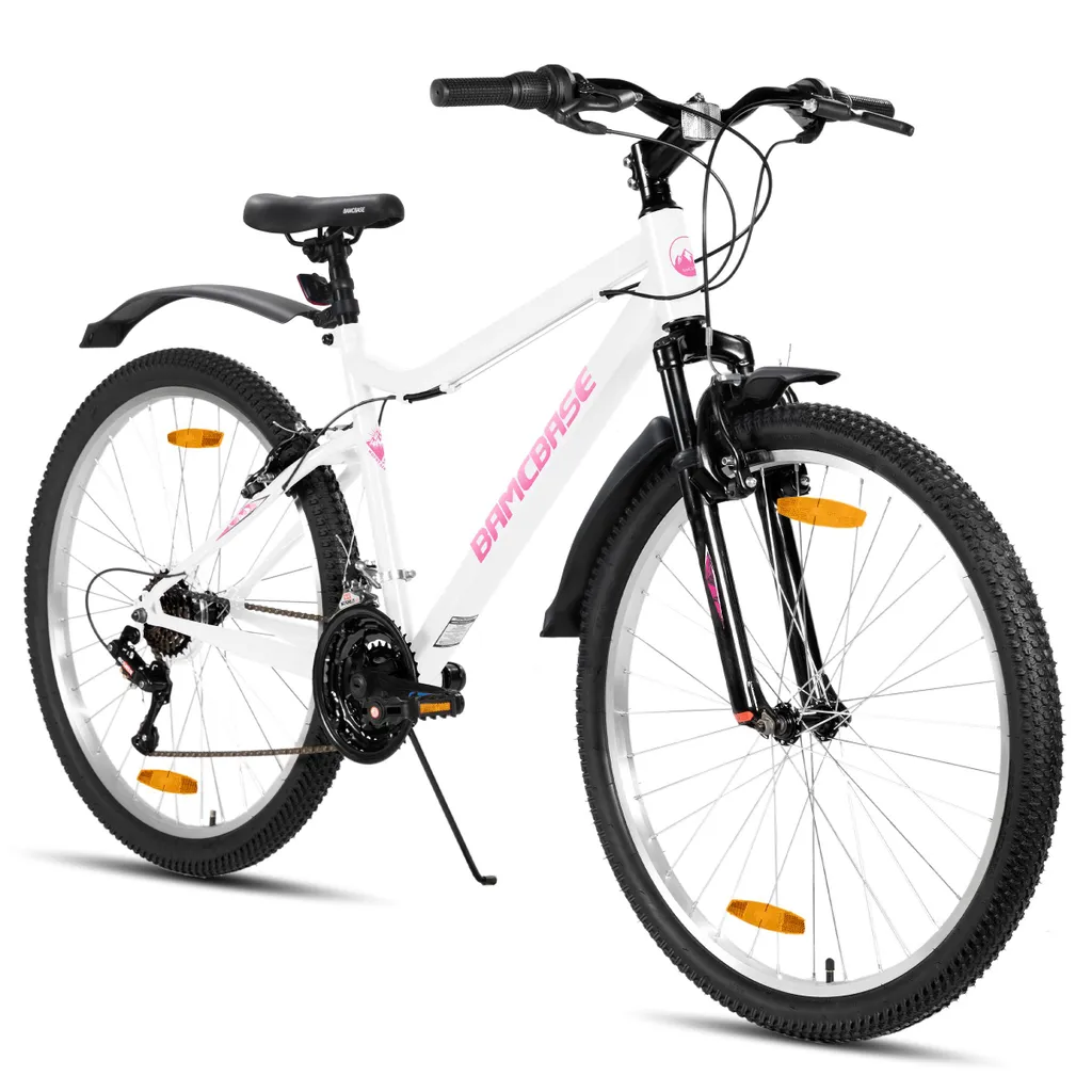 98d6a46c4508ce1daf0aaacff031540c Hiland 26 Zoll Damen Mountainbike, 18-Gang Schaltung, Mountainbike mit V-Bremsen, Robustes MTB für Frauen Studenten-Pendlerfahrrad, Weiß – Image 1