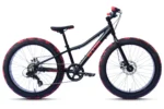 WYNN Fatbike 24 Zoll FAT1.0 schwarz-rot Rahmenhöhe 30 cm Kinder 7 Gänge mech. Scheibenbremse