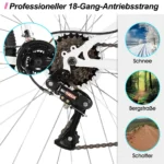 Hiland 26 Zoll Damen Mountainbike, 18-Gang Schaltung, Mountainbike mit V-Bremsen, Robustes MTB für Frauen Studenten-Pendlerfahrrad, Weiß – Image 4