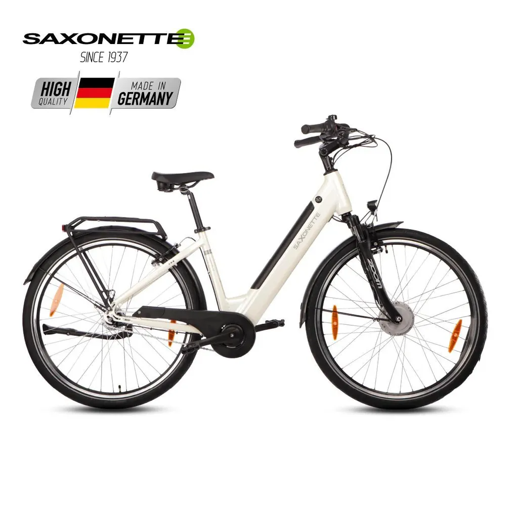 0661f187f0c68abac1f51f976702b3b5 SAXONETTE Comfort plus5.0 , ebike , 418 Wh Intube-Akku große Reichweite für den Alltag, E-Bike, Elektrofahrrad (Ramenhöhe 45 , Cream White) – Image 1