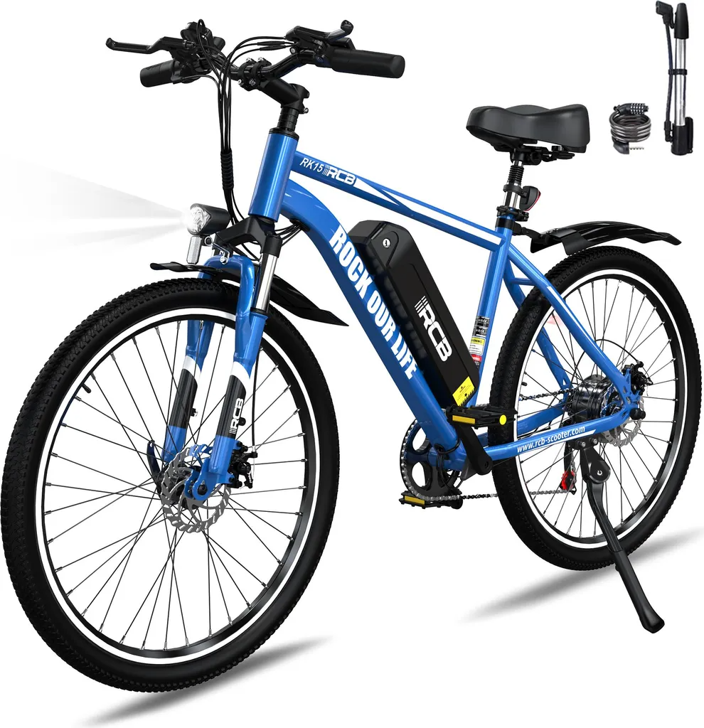 0e6df886a2b080bd253a367a9fbf6660 RCB E Bike RK15,Elektrofahrrad 26 Zoll mit 12Ah 36V Lithium-Akku,Elektrofahrrad für Erwachsene für Damen und Herren,7-Gäng,Reichweite bis zu 35-90Km – Image 1