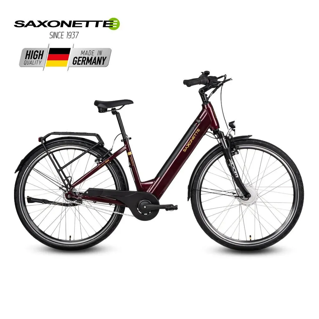 2f2d4e2d46753a50849a503a2712e783 SAXONETTE Comfort plus5.0 , ebike , 418 Wh Intube-Akku große Reichweite für den Alltag, E-Bike, Elektrofahrrad (Ramenhöhe 45 , burgundy) – Image 1