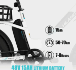 für Erwachsene, Leichter Aluminiumrahmen Elektrofahrrad, Shimano 7 Gänge mit Federgabel Ebike für Damen und Herren – Image 4