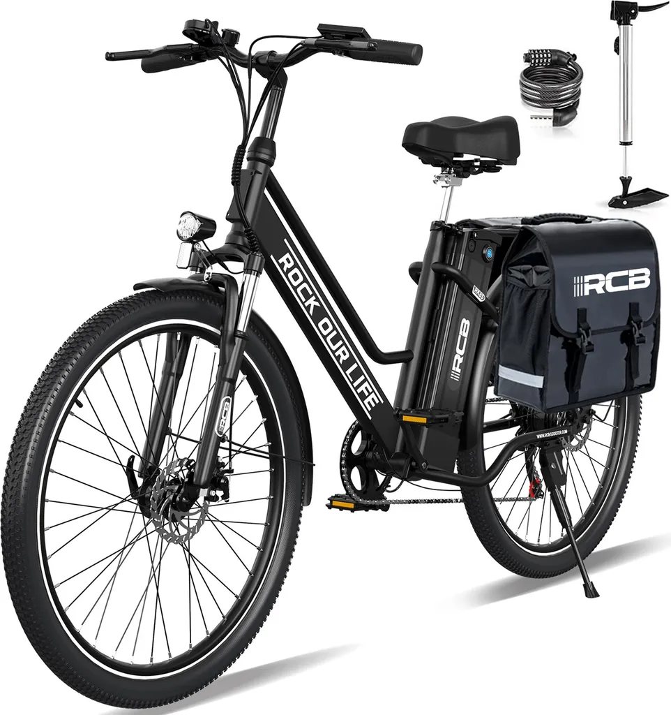 6dad23fc470c04692e572af3ce11c9fb RCB E Bike RK15,Elektrofahrrad 26 Zoll mit 12Ah 36V Lithium-Akku,Elektrofahrrad für Erwachsene für Damen und Herren,7-Gäng,Reichweite bis zu 35-90Km – Image 1