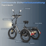 E Bike Dreirad Fat Klapprad E-Bike Lastenfahrrad 20 Zoll 48V 21Ah , Hydraulische Scheibenbremsen Elektrofahrrad, Elektro Lastenfahrrad 180kg Blau – Image 11