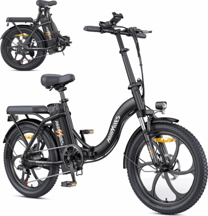 HillMiles E Bike, E-Bike Klapprad mit 36V 13Ah Akku bis zu 80-100km, 20 *3.0 Zoll, 7-Gang SHIMANO, 250W Motor & 25km/h MilePort 1