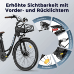 E-Bike 26 Zoll 158 - 198 cm Pannensichere Reifen 36 V 20,3 Ah 730,8 Wh bis zu 160 - 200 km Wasserdicht IP54 mit 7 Gang, Schwarz – Image 11
