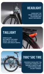 E-Bike für Herren Damen, 27.5 Zoll Elektrofahrrad City E-Bikes & E-Hollandräder mit 22.5AH Akku, Citybike bis zu 140KM Elektrofahrräder LCD & APP – Image 16